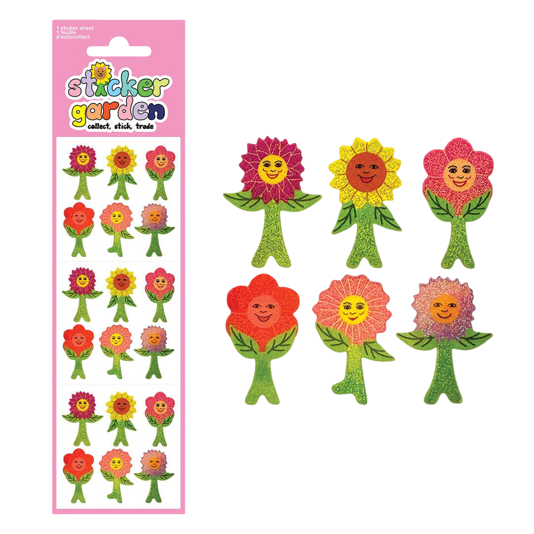 Glitter Flower Power Stickers