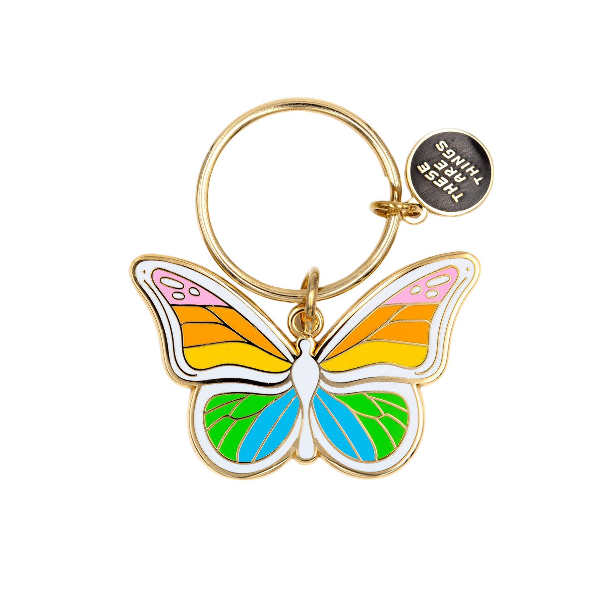 Rainbow Butterfly Enamel Keychain