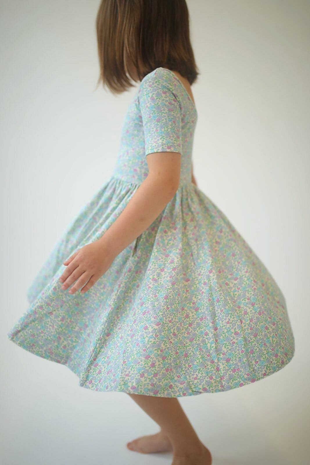 Short Sleeve Twirl Dress - Bella Blue Floral