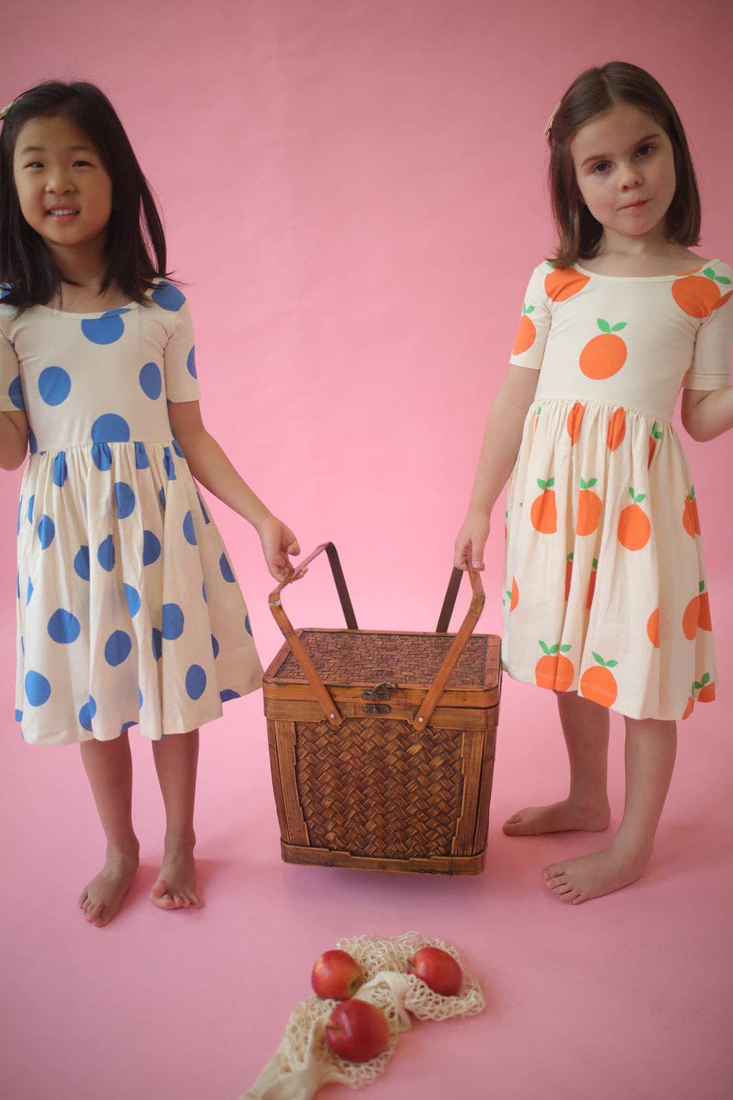 Short Sleeve Twirl Dress - Blue Dots