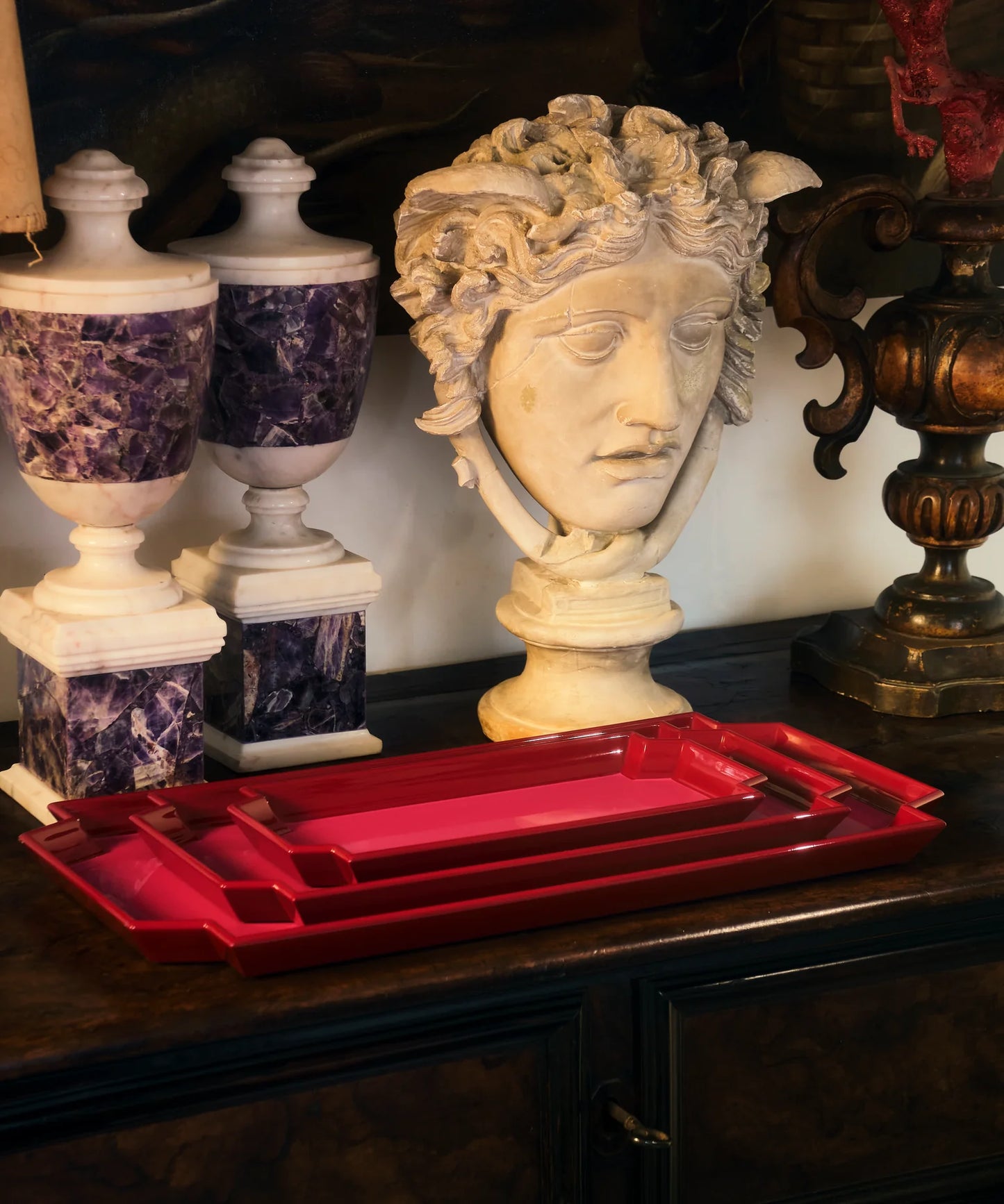 Jean Tray - Bordeaux Red/Fuchsia Pink