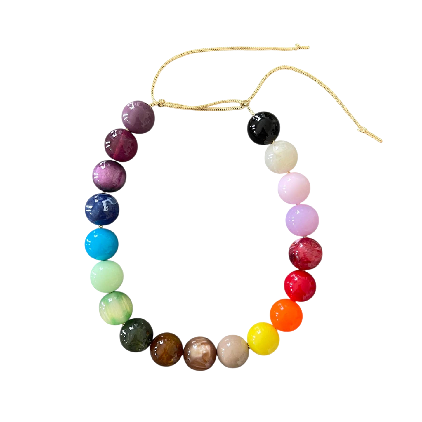 Chunky Gumball Beaded Necklace - Rainbow