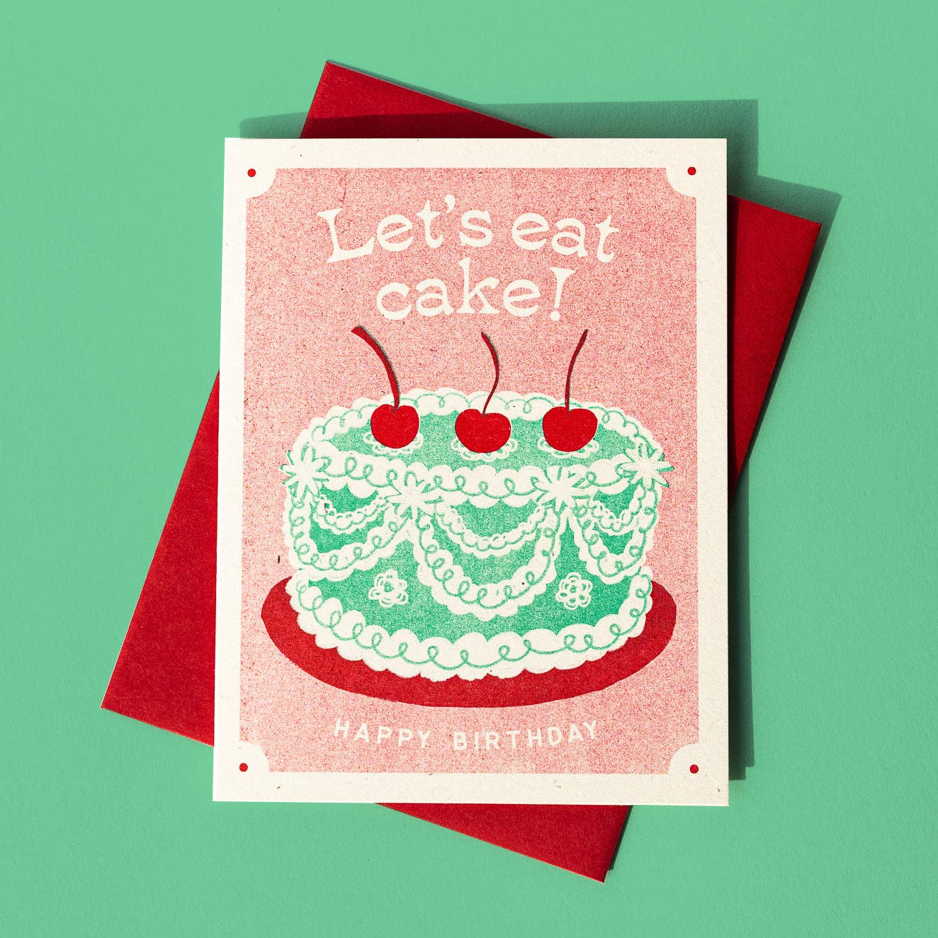 Let's Eat Cake Risograph Card