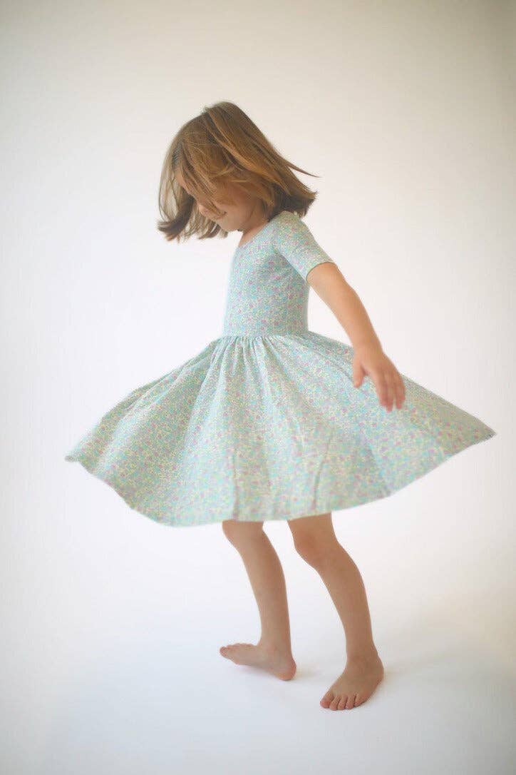 Short Sleeve Twirl Dress - Bella Blue Floral