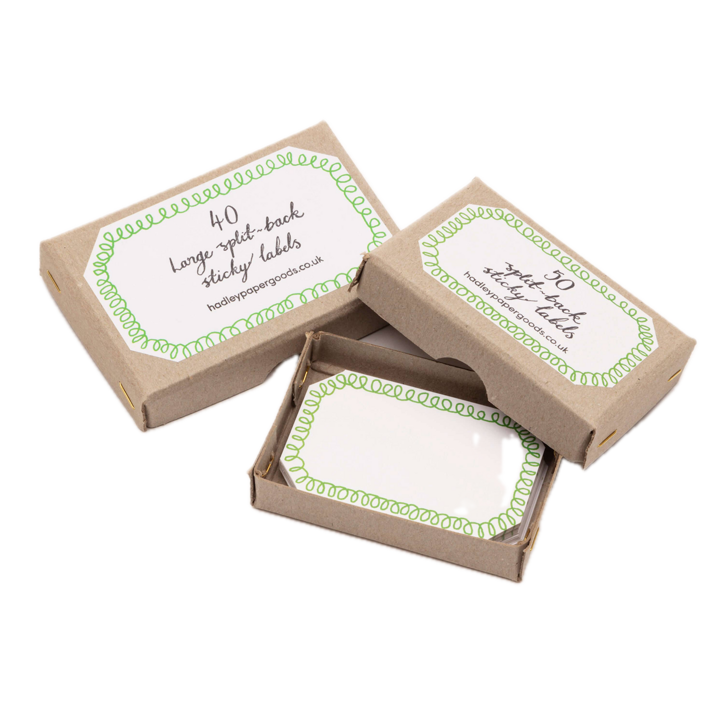 Small Gift Label Stickers - Loopy Green, Box of 50