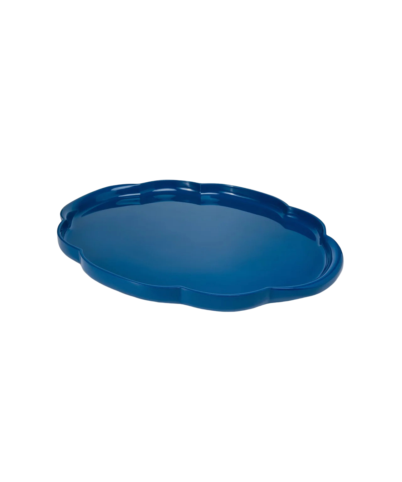 Oval Scalloped Tray - Blue