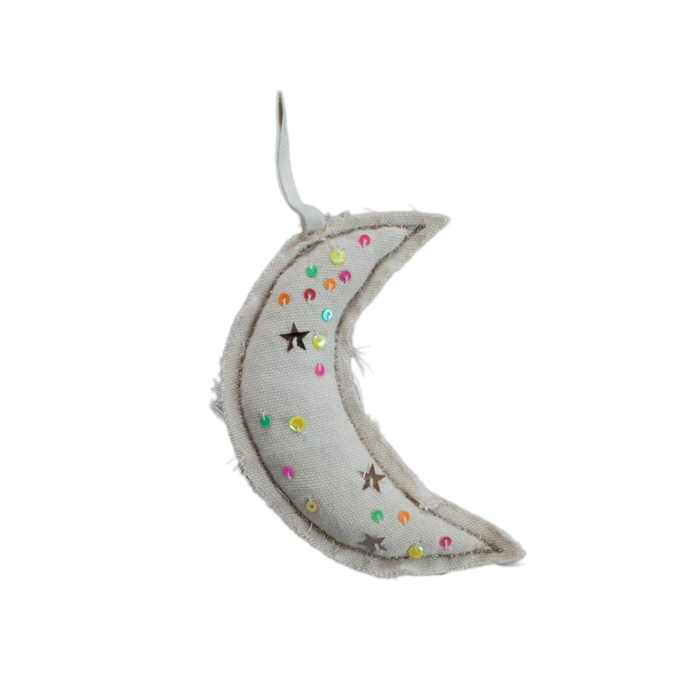 Neon Sequin Moon Ornament