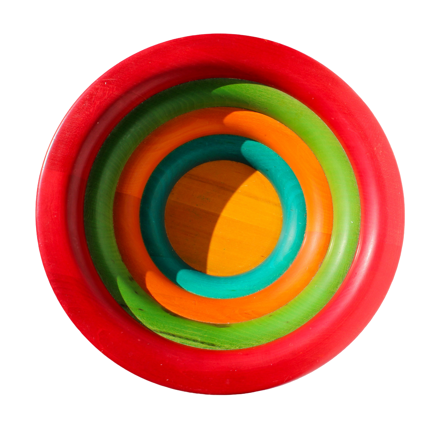 Manzoni Pietro Vintage Italian Multi Color Ring Wooden Salad Bowl