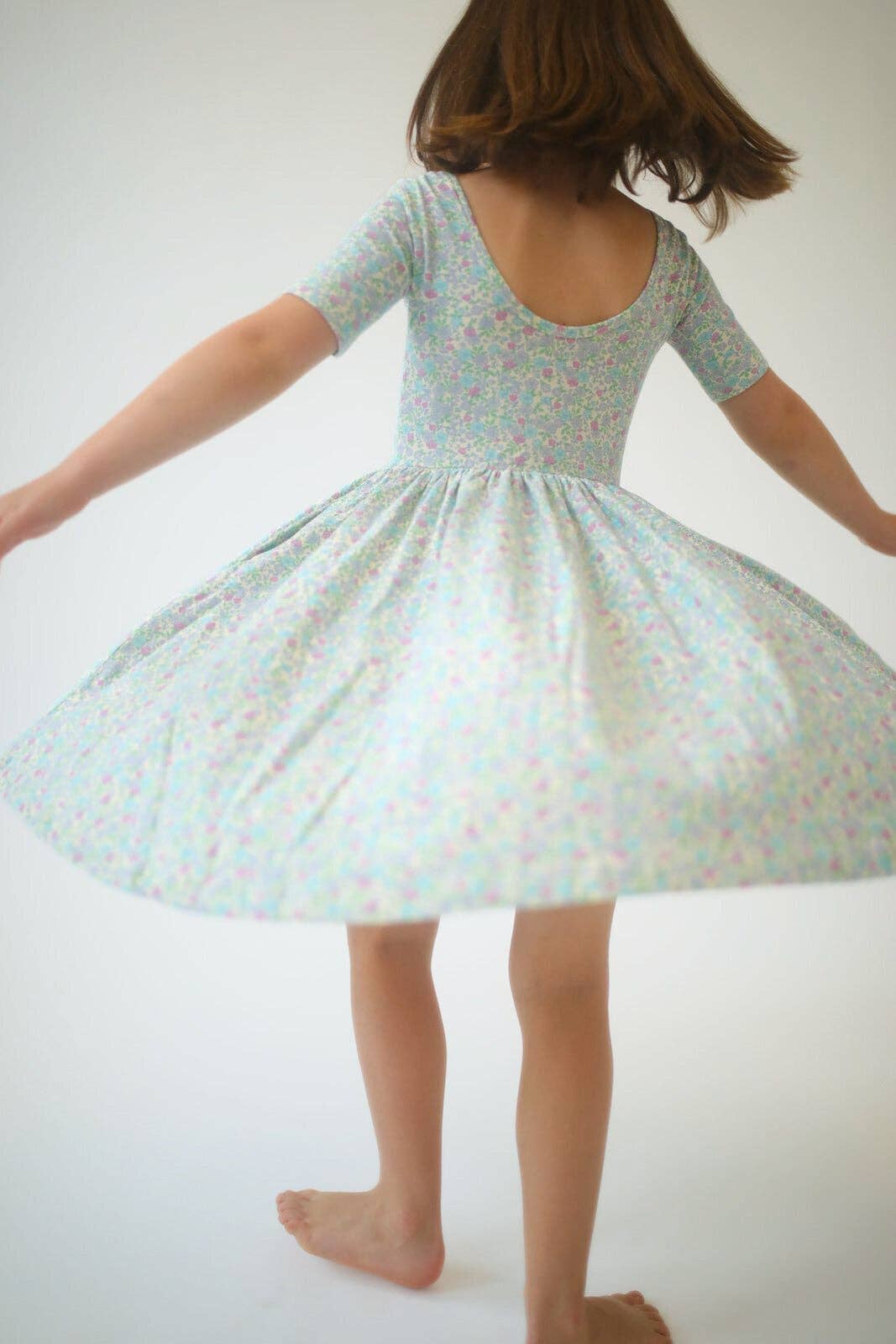 Short Sleeve Twirl Dress - Bella Blue Floral