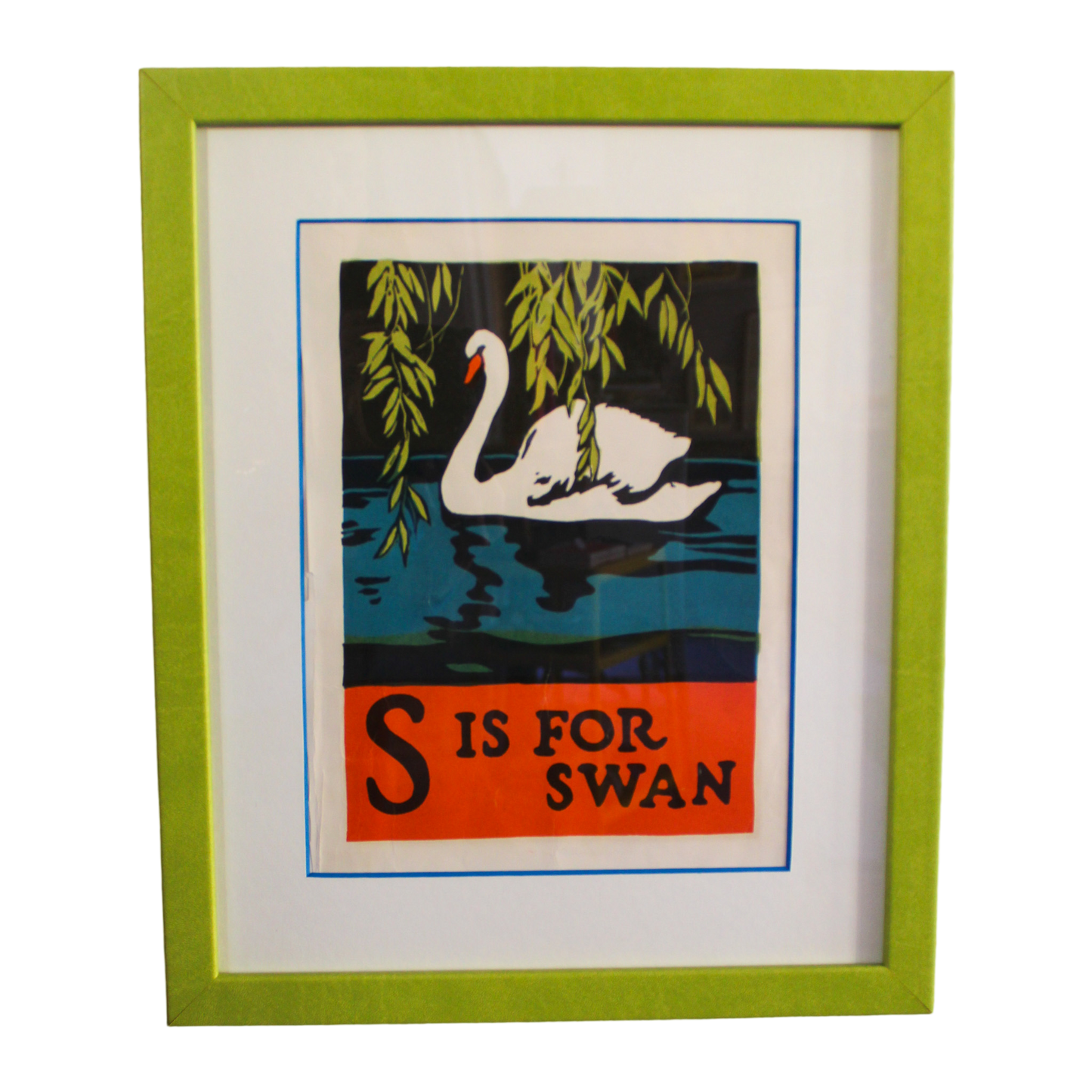 Framed "S is for Swan" from First Edition (1923) ABC Book by C.B. Falls