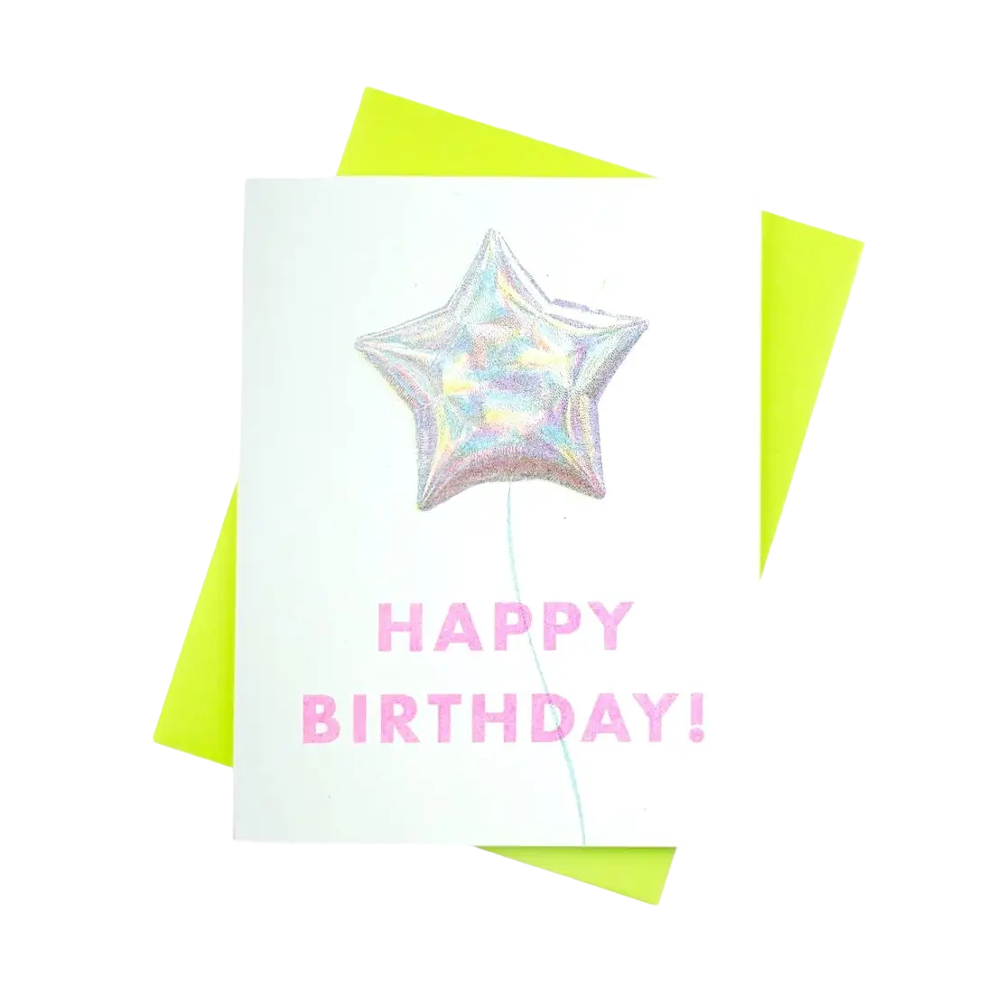 Happy Birthday Iridescent Star Balloon Card