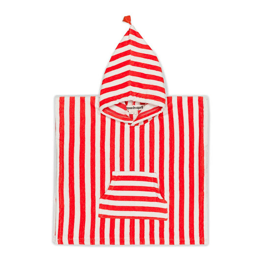 Striped Towel Poncho - Tomato