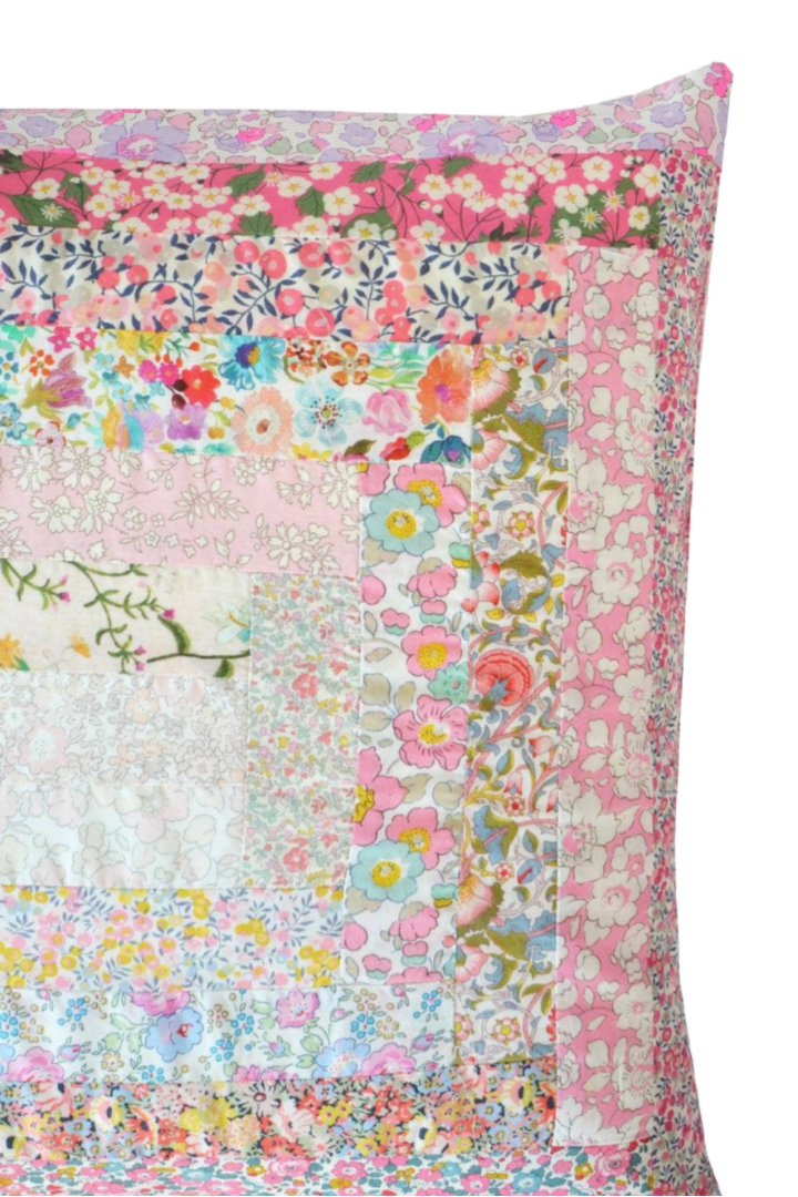 LIberty Print Patchwork Cushion - Pink Squares