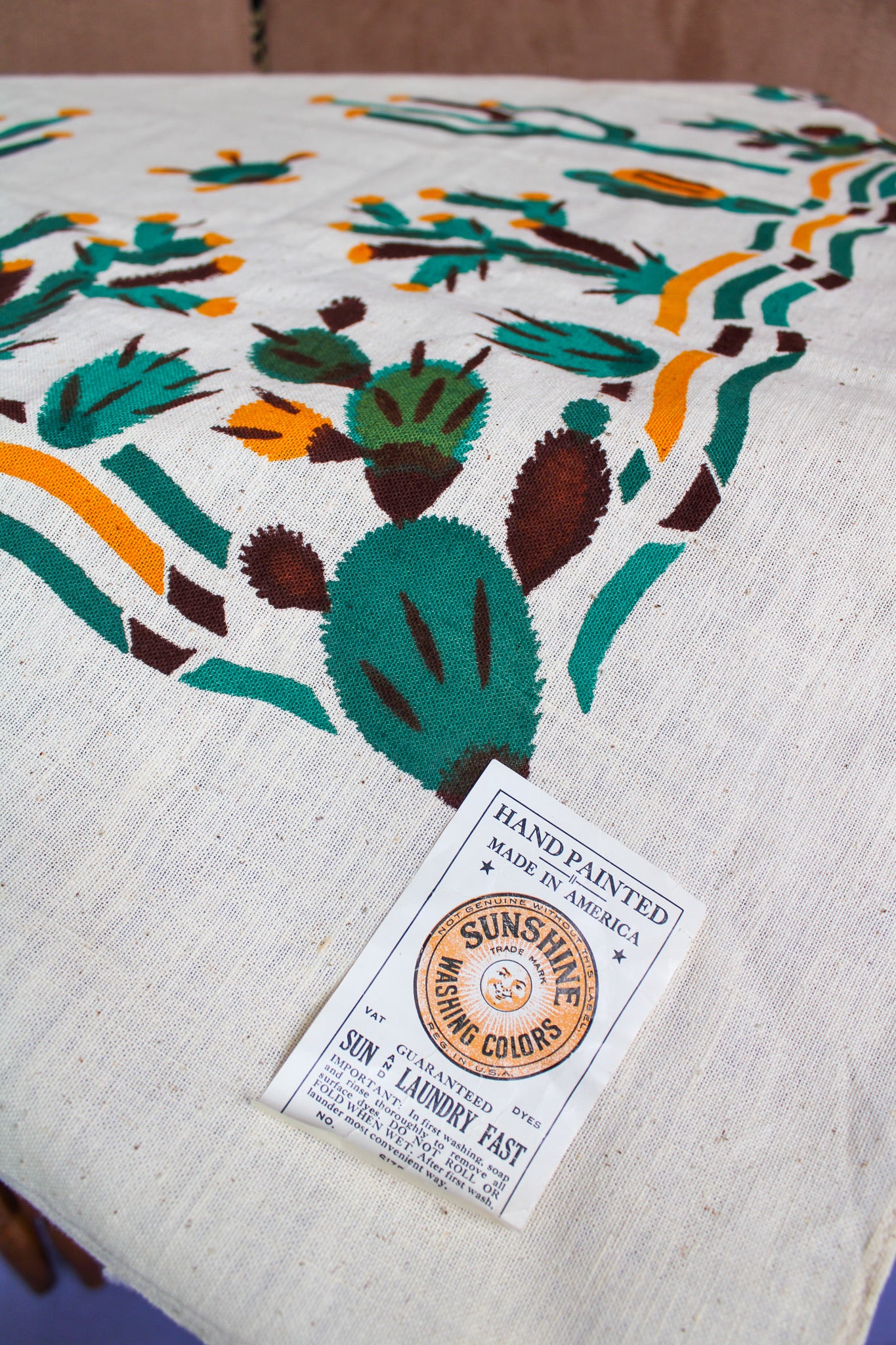 Hand Painted Cactus Tablecloth