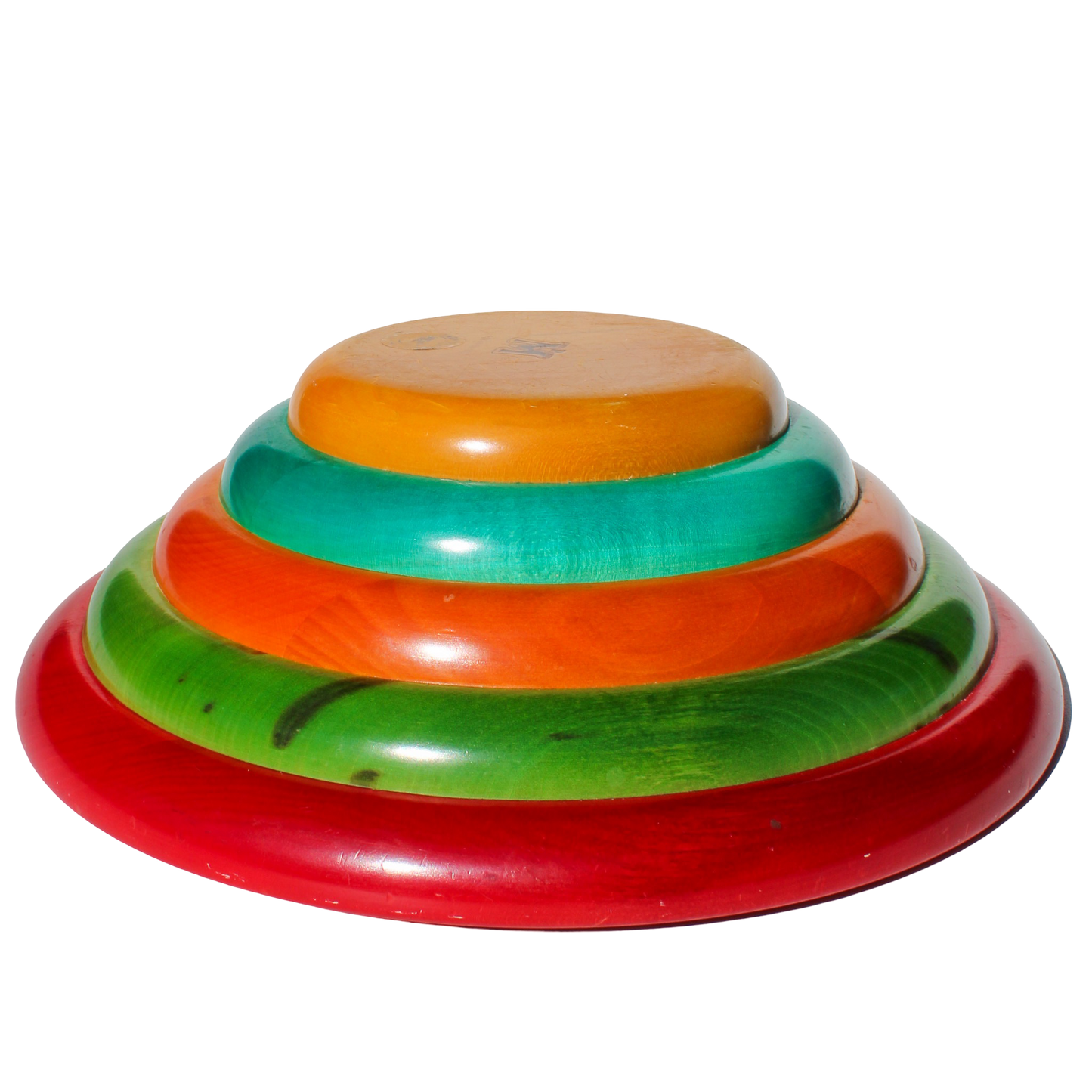 Manzoni Pietro Vintage Italian Multi Color Ring Wooden Salad Bowl