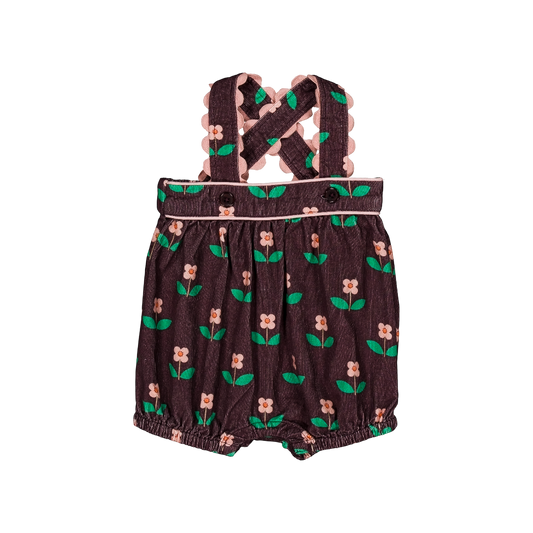 Balloon Baby Overall Short - Flora Chocolate