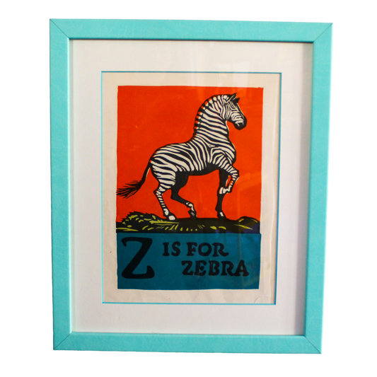 Framed "Z is for Zebra" from First Edition (1923) ABC Book by C.B. Falls