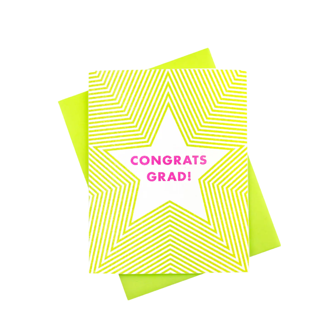 "Congrats Grad!" Risograph Greeting Card