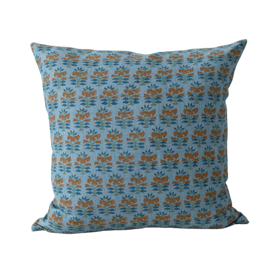 Block Print Pillow - Denim Blue