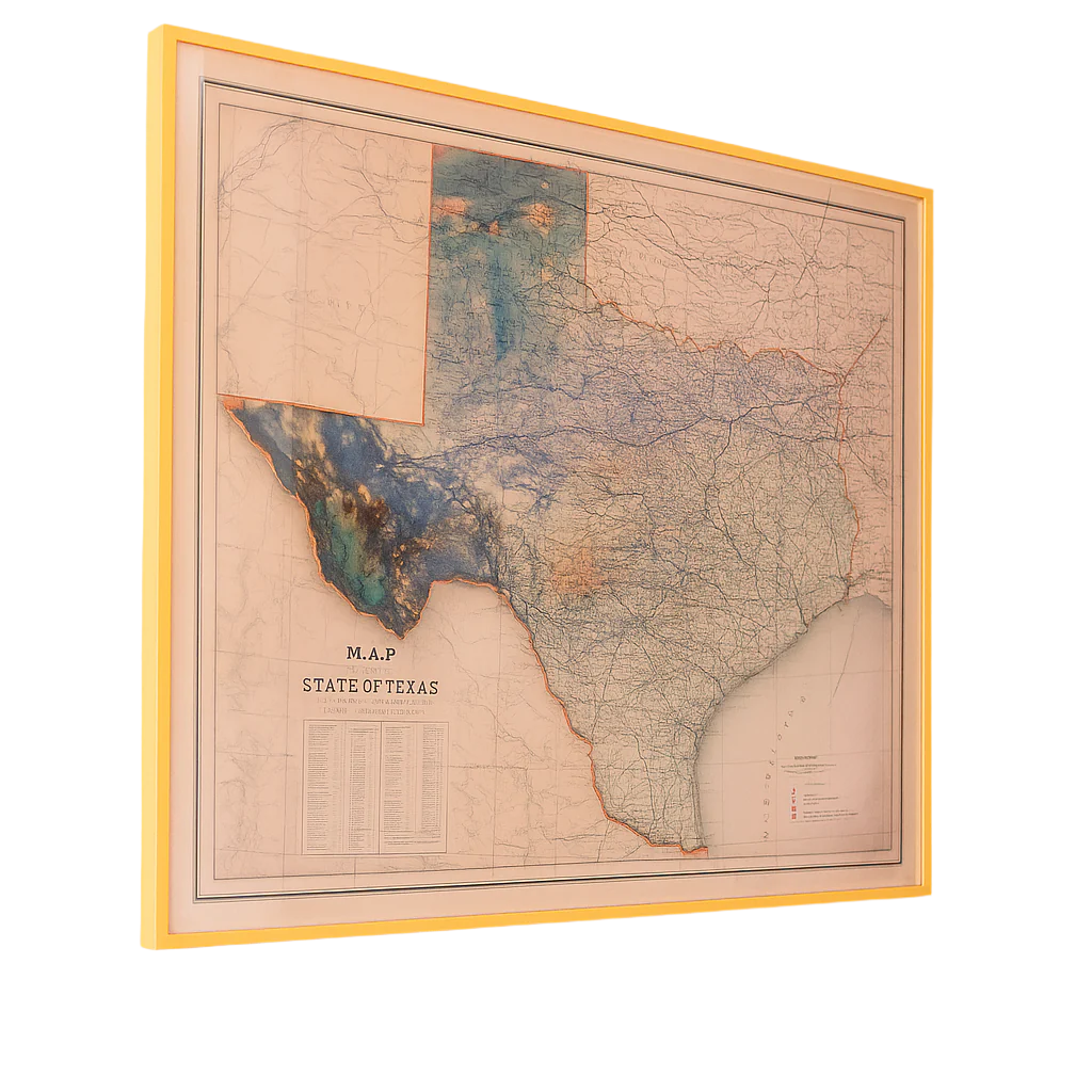 1887 State of Texas Map Print