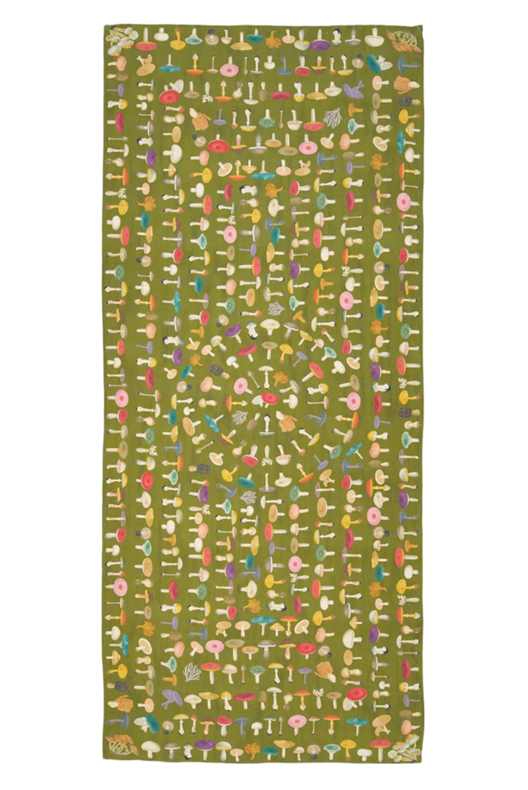 S&B x John Derian Green 'Fungi' Linen Tablecloth