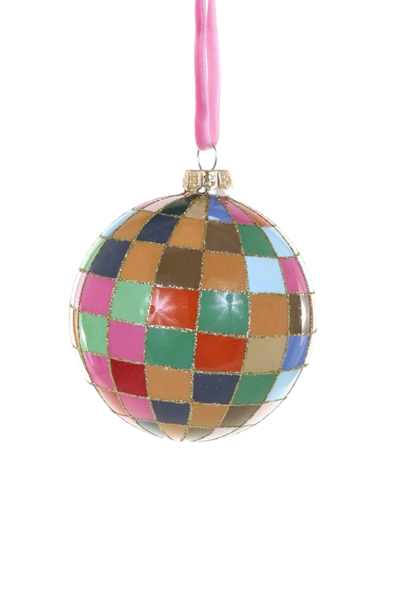 Colorful Multi Check Bauble Ornament