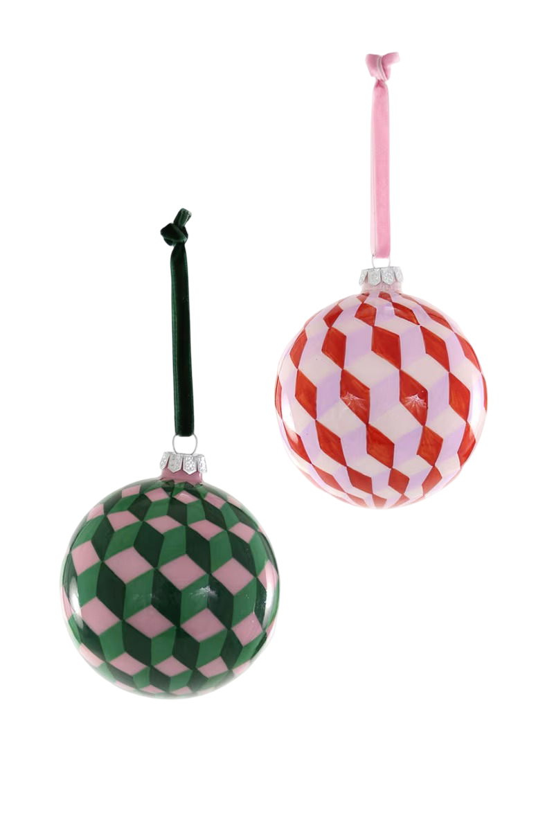 Hand Painted Tumbling Block Bauble Ornament