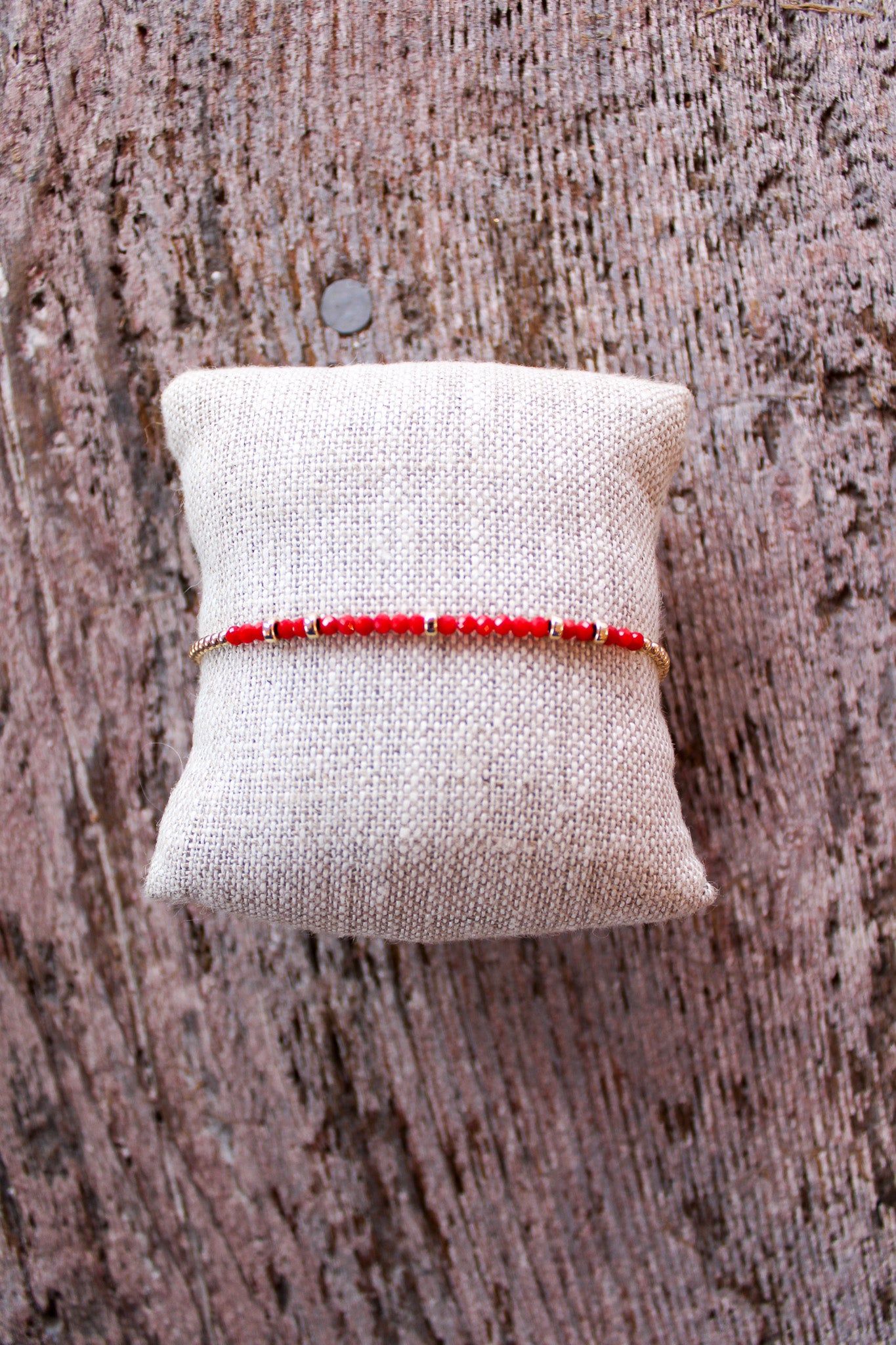 Gold Filled Ball Bracelet 2mm - Coral Rondelle Pattern