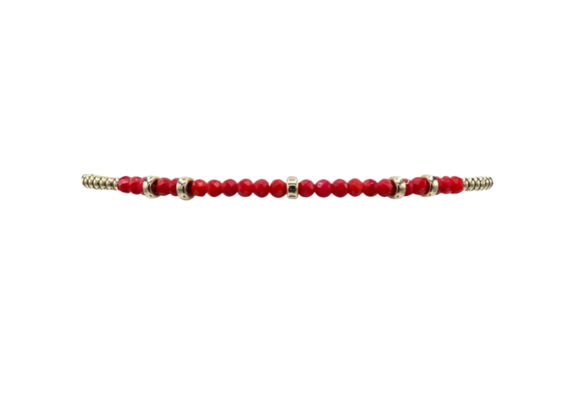 Gold Filled Ball Bracelet 2mm - Coral Rondelle Pattern