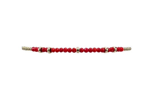 Gold Filled Ball Bracelet 2mm -  Coral Rondelle Pattern