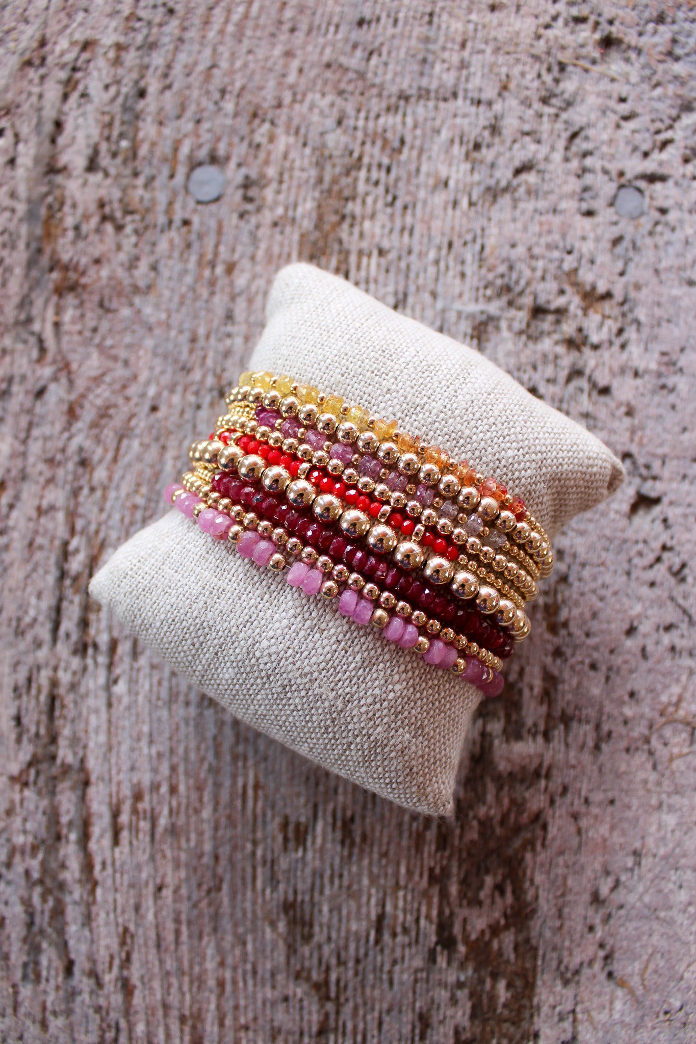 Gold Filled Ball Bracelet 2mm - Coral Rondelle Pattern