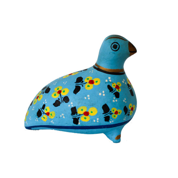 Blue Ceramic Bird Sculpture