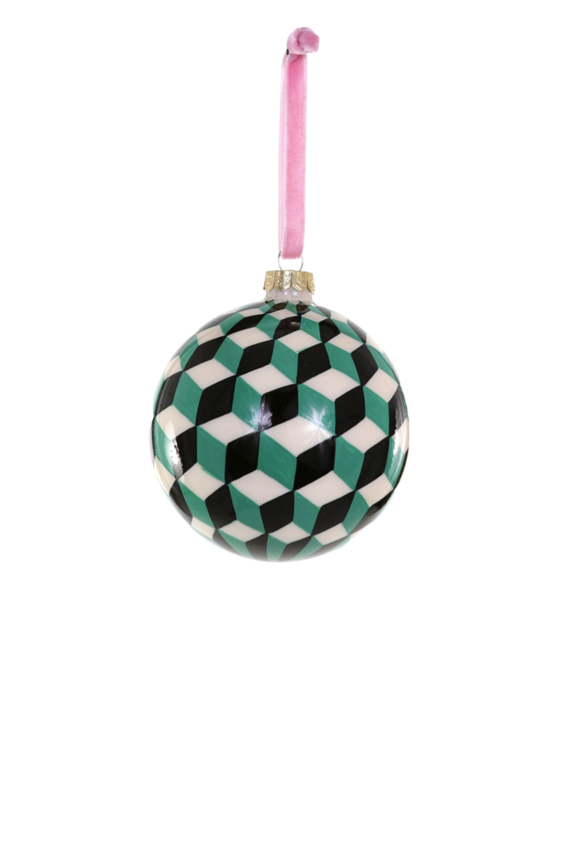 Hand Painted Tumbling Block Bauble Ornament