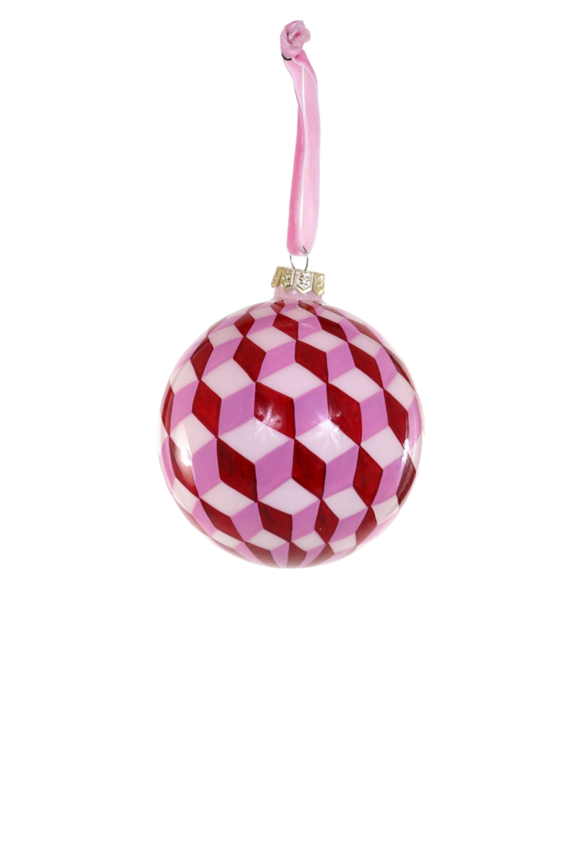 Hand Painted Tumbling Block Bauble Ornament