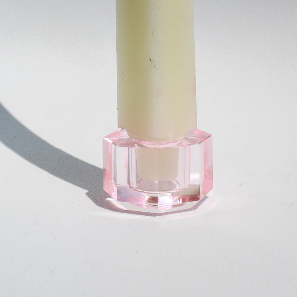 Hexagon Crystal Candleholder - Pink