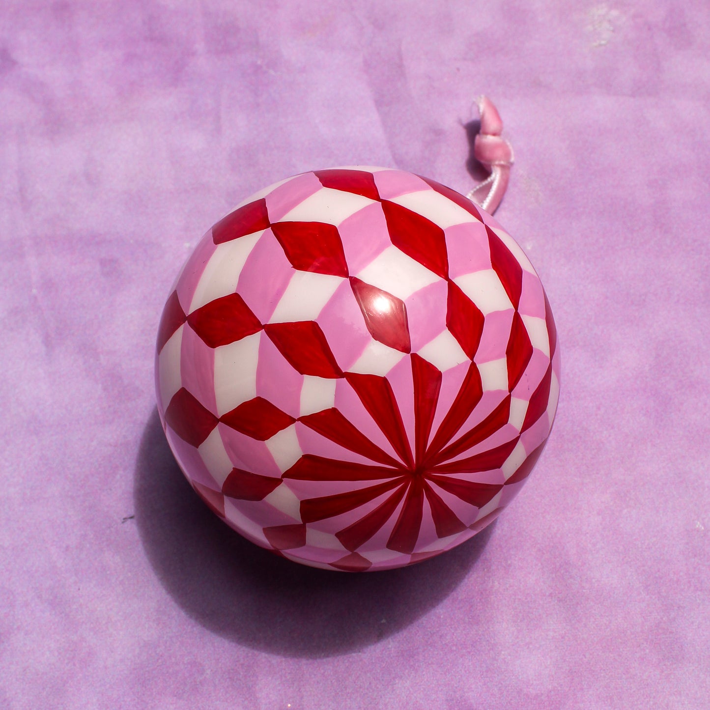 Hand Painted Tumbling Block Bauble Ornament