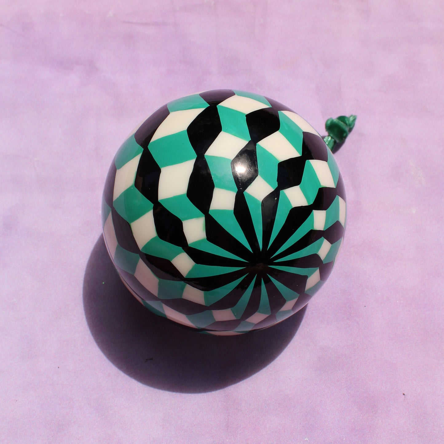Hand Painted Tumbling Block Bauble Ornament