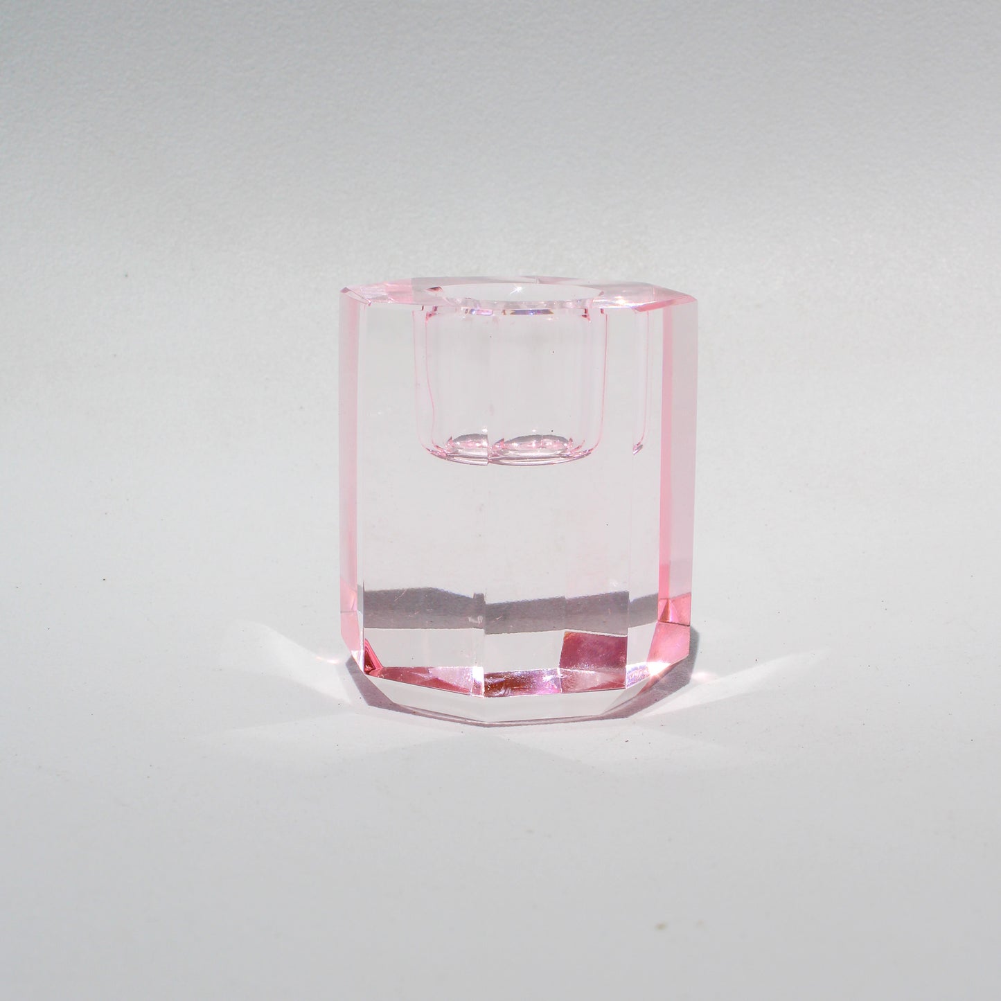 Tall Crystal Candleholder - Pink