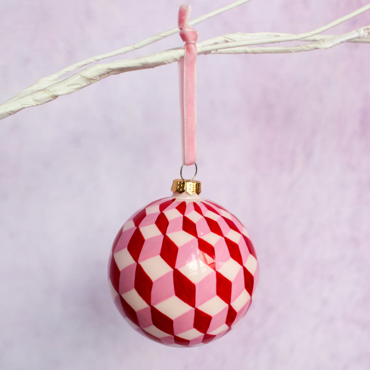 Hand Painted Tumbling Block Bauble Ornament