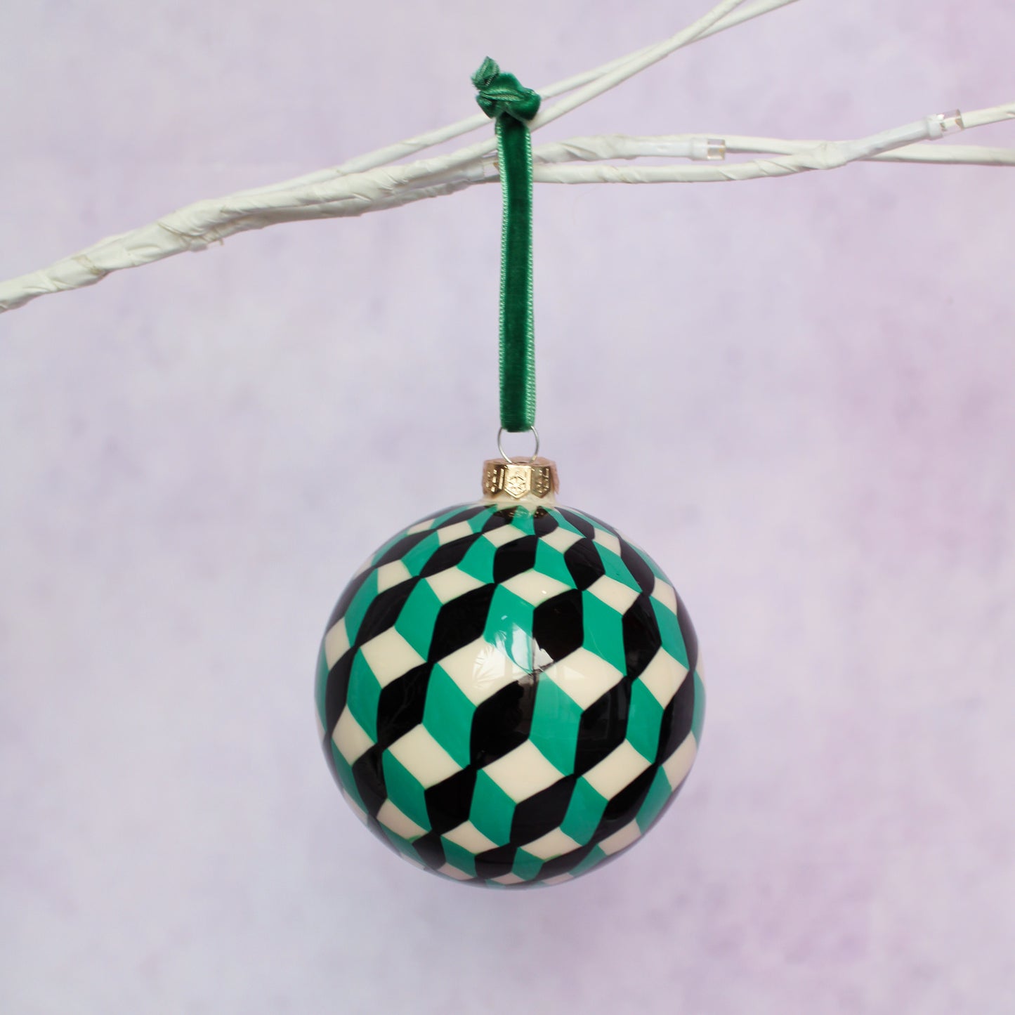 Hand Painted Tumbling Block Bauble Ornament