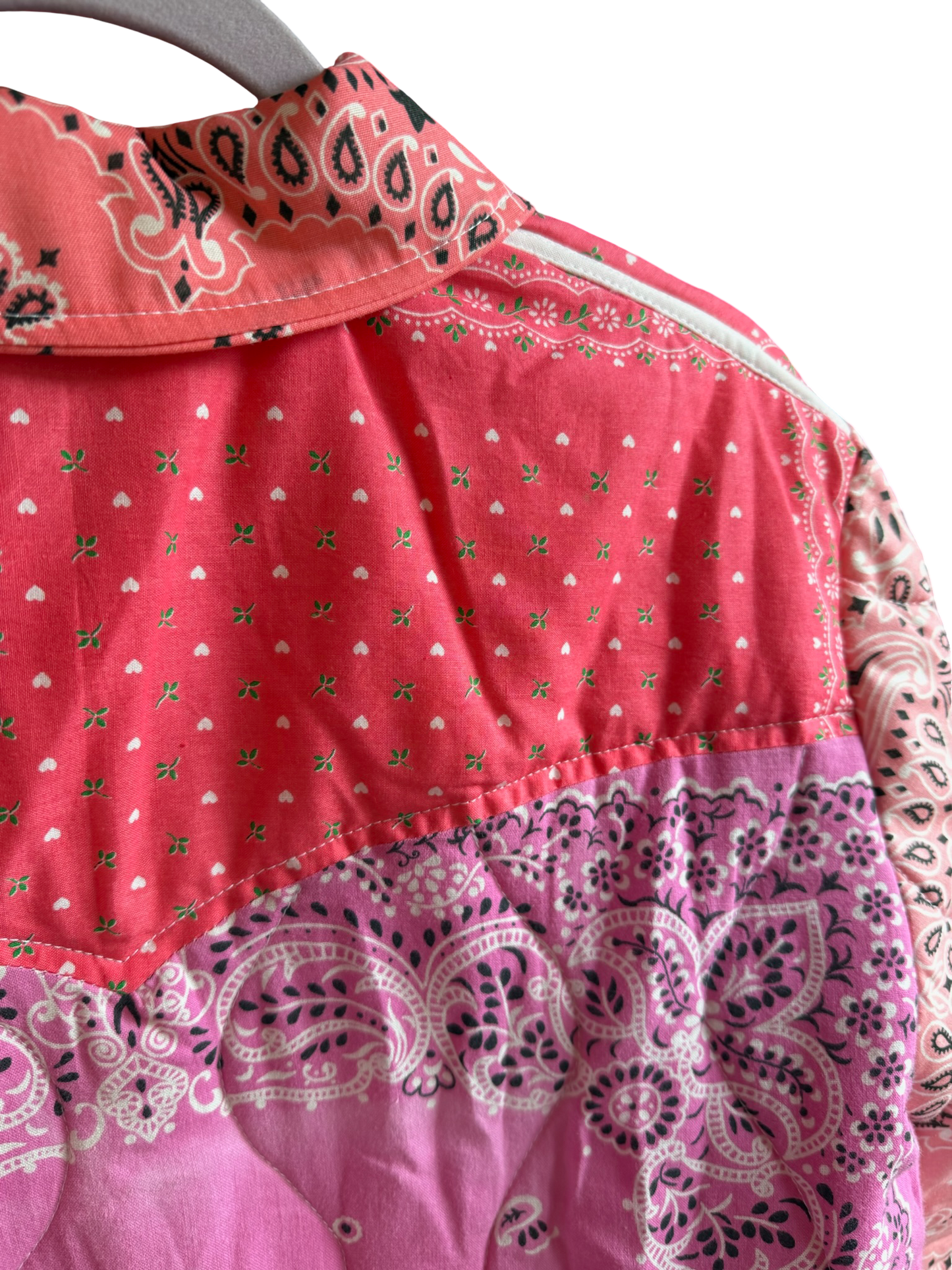 One of a Kind Quilted Bandana Jacket - Pink No. 208 (Star)