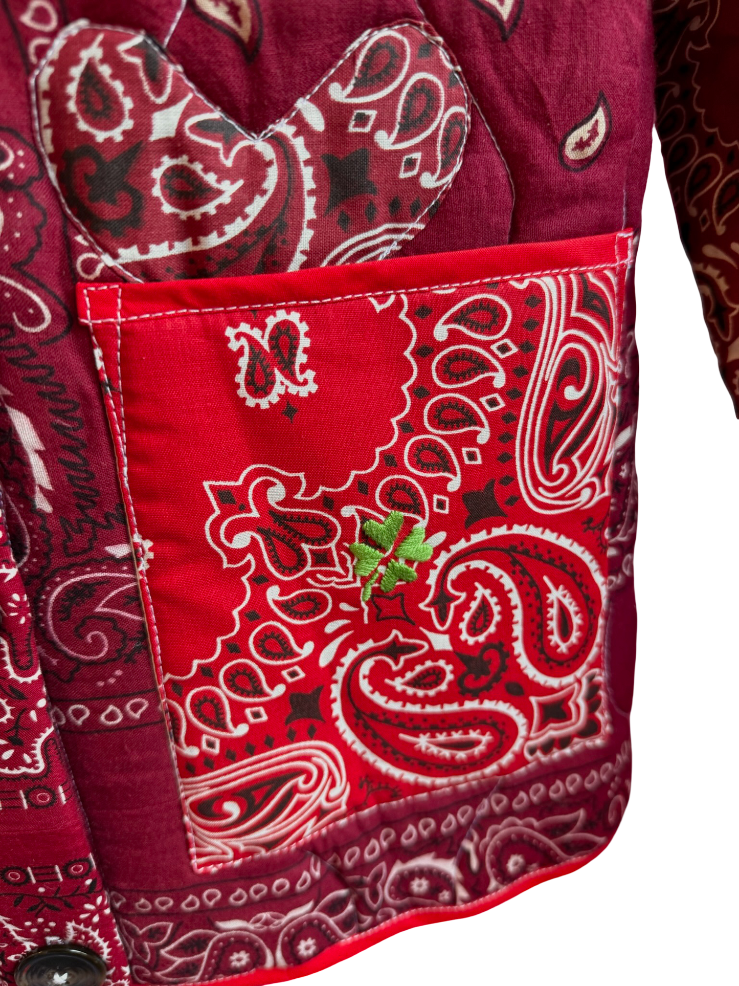 One of a Kind Quilted Bandana Jacket - Red No. 203 (Luck)