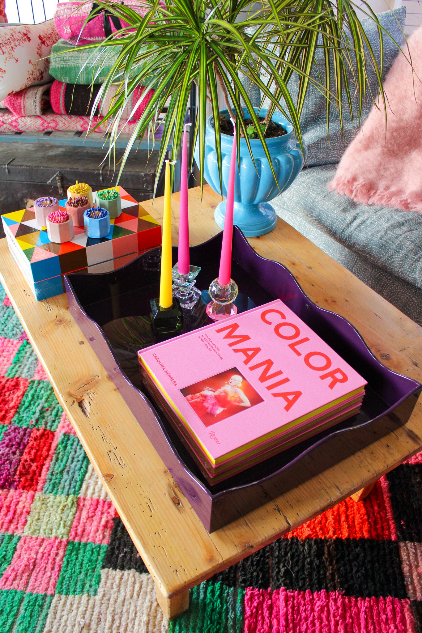 Rita Konig Belles Rives Lacquer Tray - Aubergine