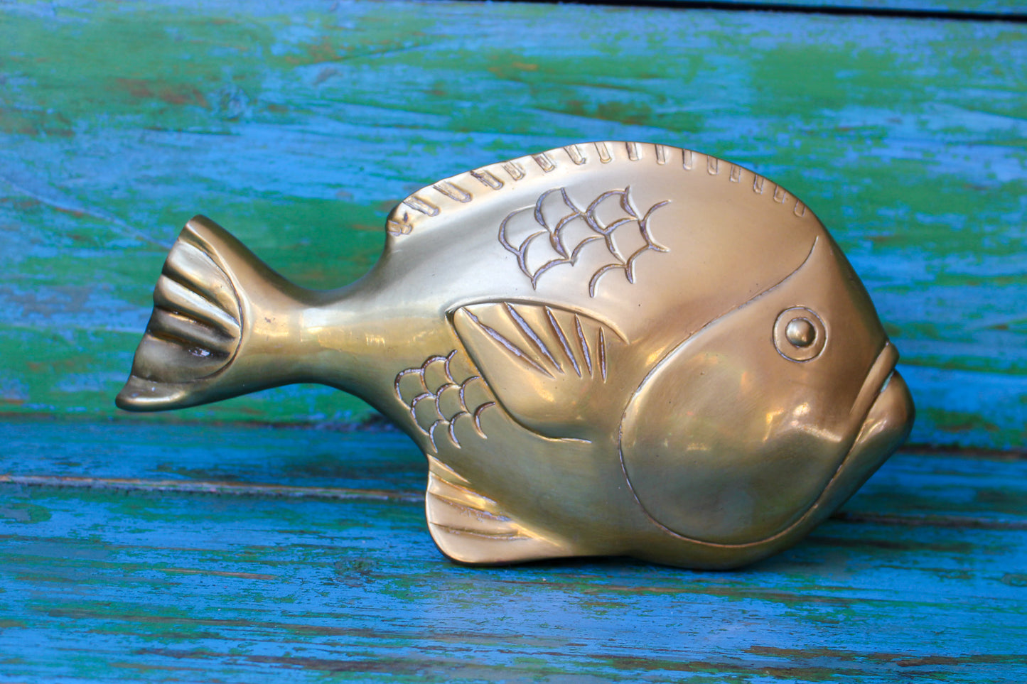 Mid Century Brass Fish Object