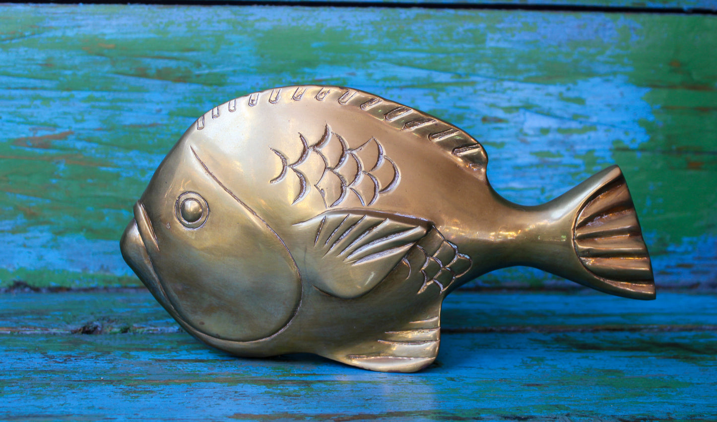 Mid Century Brass Fish Object