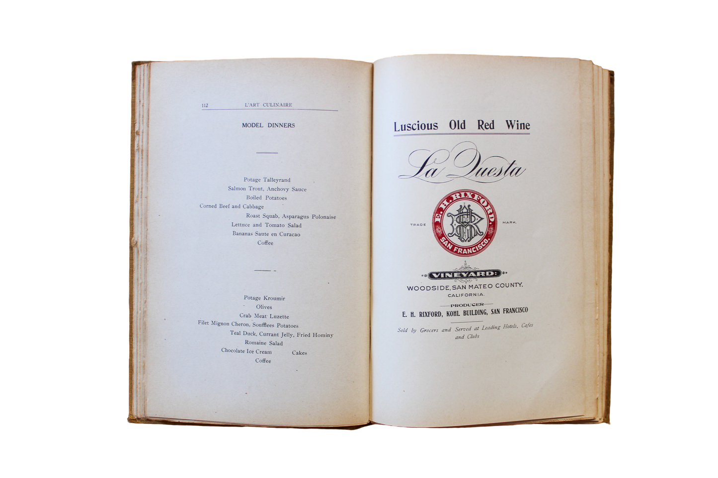 L'Art Culinaire: Hotel St. Francis Book of Recipes