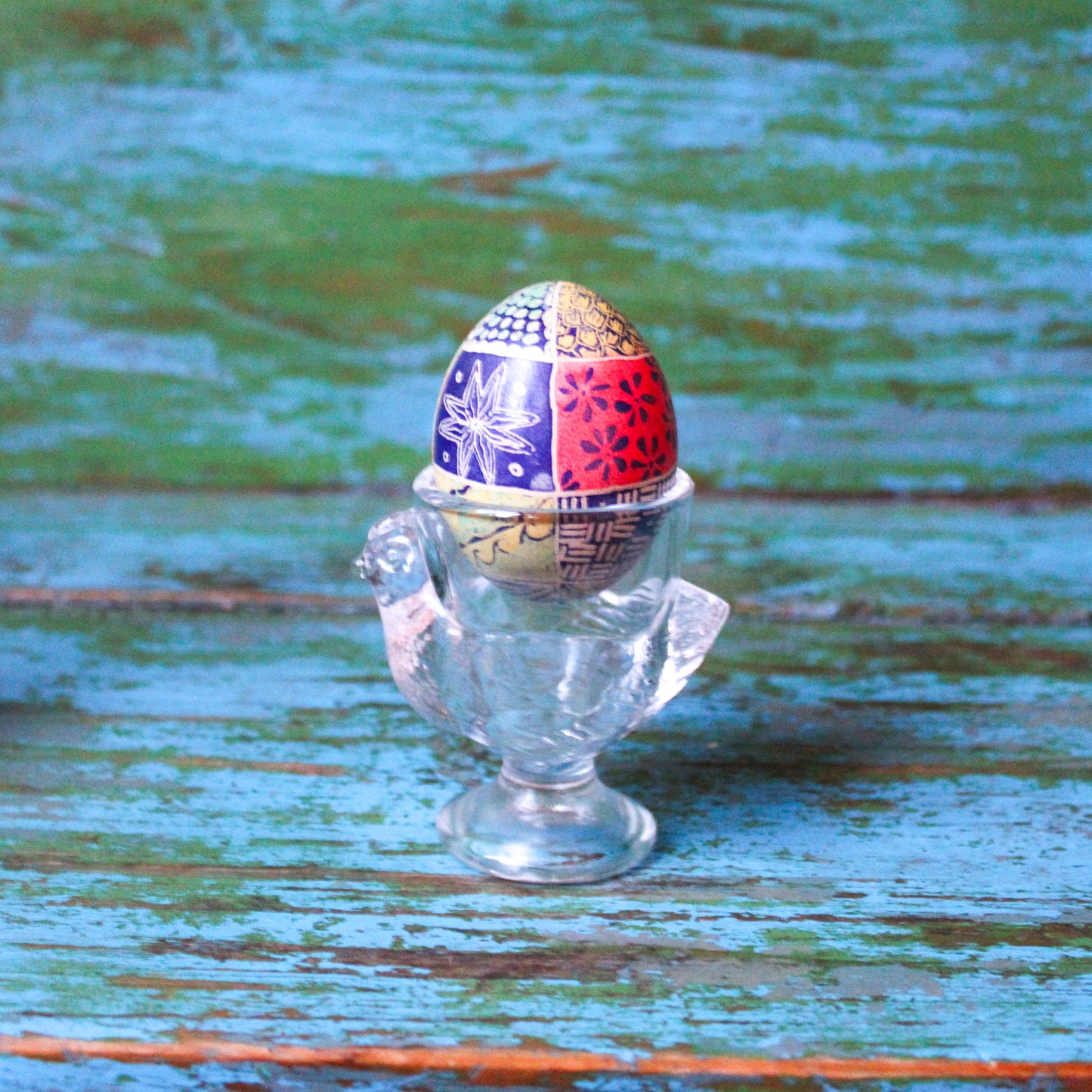 Vintage French Chicken Glass Egg Cups - Set of 4