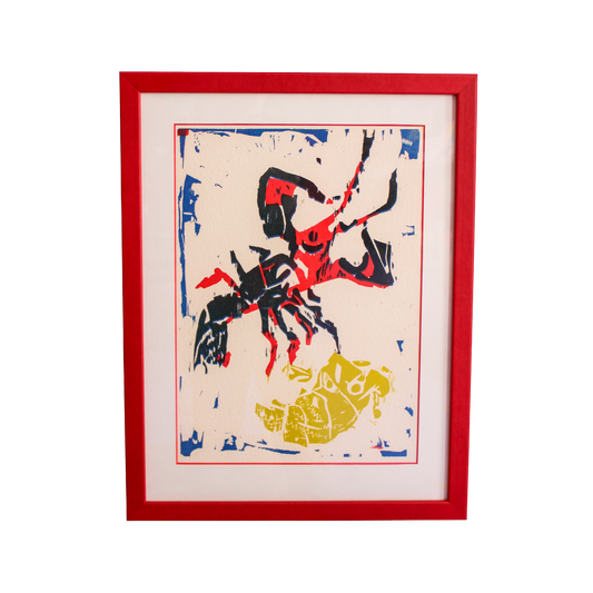 Framed "L'Ecrevisse" Woodcut Print by Bernard Lorjou, 1965