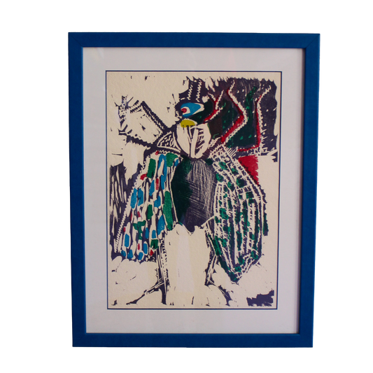 Framed "La Mouche" Woodcut Print by Bernard Lorjou, 1965