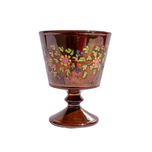 Copper Brown Lusterware Floral Footed Mini Dish